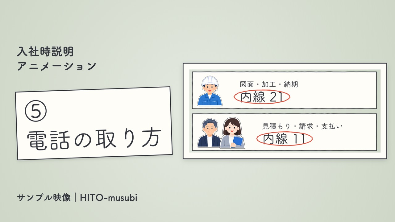 入社時説明アニメーション サンプル ⑤ 電話の取り方